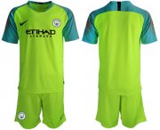 Wholesale Cheap Manchester City Blank Shiny Green Goalkeeper Soccer Club Jersey