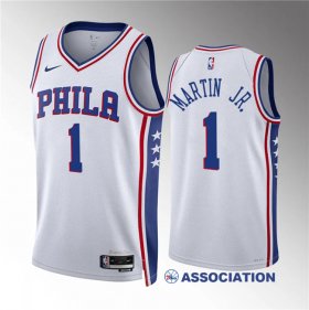 Men\'s Philadelphia 76ers #1 Kenyon Martin Jr White Association Edition Stitched Jersey