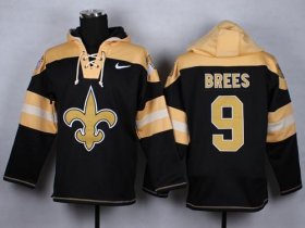 Wholesale Cheap Nike Saints #9 Drew Brees Black Player Pullover NFL Hoodie