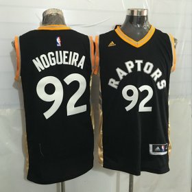 Wholesale Cheap Men\'s Toronto Raptors #92 Lucas Nogueira Black With Gold New NBA Rev 30 Swingman Jersey