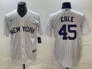 Cheap Men's New York Yankees #45 Gerrit Cole White 2024 Cool Base Stitched Jerseys