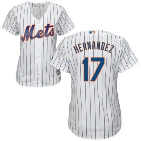 Wholesale Cheap Mets #17 Keith Hernandez White(Blue Strip) Home Women\'s Stitched MLB Jersey