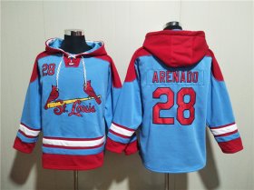 Wholesale Cheap Men\'s St.Louis Cardinals #28 Nolan Arenado Blue Ageless Must-Have Lace-Up Pullover Hoodie