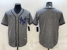 Wholesale Cheap Men\'s New York Yankees Blank Grey Gridiron Cool Base Stitched Baseball Jersey