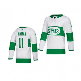 Wholesale Cheap Adidas Maple Leafs #11 Zach Hyman White 2019 St. Patrick\'s Day Authentic Player Stitched Youth NHL Jersey