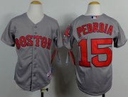 Wholesale Cheap Red Sox #15 Dustin Pedroia Grey Cool Base Stitched Youth MLB Jersey