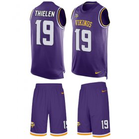 Wholesale Cheap Nike Vikings #19 Adam Thielen Purple Team Color Men\'s Stitched NFL Limited Tank Top Suit Jersey