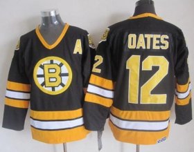 Wholesale Cheap Bruins #12 Adam Oates Black/Yellow CCM Throwback Stitched NHL Jersey