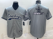 Wholesale Cheap Men's Dallas Cowboys Grey Team Big Logo With Patch Cool Base Stitched Baseball Jersey