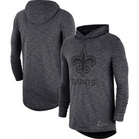 Wholesale Cheap Men\'s New Orleans Saints Nike Heathered Charcoal Fan Gear Tonal Slub Hooded Long Sleeve T-Shirt