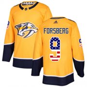 Wholesale Cheap Adidas Predators #9 Filip Forsberg Yellow Home Authentic USA Flag Stitched Youth NHL Jersey