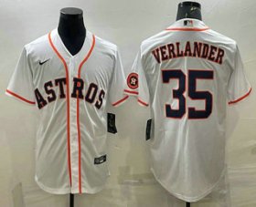 Wholesale Cheap Men\'s Houston Astros #35 Justin Verlander White With Patch Stitched MLB Cool Base Nike Jersey