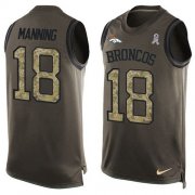 Wholesale Cheap Nike Broncos #18 Peyton Manning Green Men's Stitched NFL Limited Salute To Service Tank Top Jersey