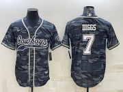 Wholesale Cheap Men's Dallas Cowboys #7 Trevon Diggs Grey Camo With Patch Cool Base Stitched Baseball Jersey