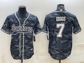 Wholesale Cheap Men\'s Dallas Cowboys #7 Trevon Diggs Grey Camo With Patch Cool Base Stitched Baseball Jersey