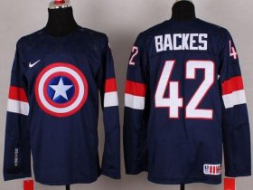 Wholesale Cheap Olympic Team USA #42 David Backes Navy Blue Captain America Fashion Stitched NHL Jersey