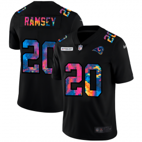 Cheap Los Angeles Rams #20 Jalen Ramsey Men\'s Nike Multi-Color Black 2020 NFL Crucial Catch Vapor Untouchable Limited Jersey