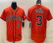 Wholesale Cheap Men's Houston Astros #3 Jeremy Pena Number Orange Stitched MLB Flex Base Nike Jersey