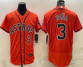 Wholesale Cheap Men\'s Houston Astros #3 Jeremy Pena Number Orange Stitched MLB Flex Base Nike Jersey
