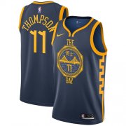Wholesale Cheap Men's Golden State Warriors #11 Authentic Klay Thompson Navy Blue City Edition Nike NBA Jersey