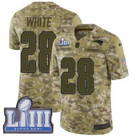 Wholesale Cheap Nike Patriots #28 James White Camo Super Bowl LIII Bound Men\'s Stitched NFL Limited 2018 Salute To Service Jersey
