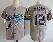 Wholesale Cheap Mitchell And Ness Rays #12 Wade Boggs Grey Throwback Stitched MLB Jersey