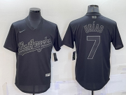 Wholesale Cheap Men's Los Angeles Dodgers #7 Julio Urias Black Pullover Turn Back The Clock Stitched Cool Base Jersey