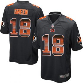 Wholesale Cheap Nike Bengals #18 A.J. Green Black Team Color Men\'s Stitched NFL Limited Strobe Jersey
