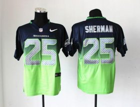 Wholesale Cheap Nike Seahawks #25 Richard Sherman Steel Blue/Green Men\'s Stitched NFL Elite Fadeaway Fashion Jersey