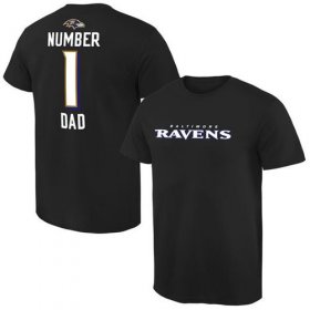 Wholesale Cheap Men\'s Baltimore Ravens Pro Line College Number 1 Dad T-Shirt Black