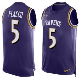 Wholesale Cheap Nike Ravens #5 Joe Flacco Purple Team Color Men\'s Stitched NFL Limited Tank Top Jersey