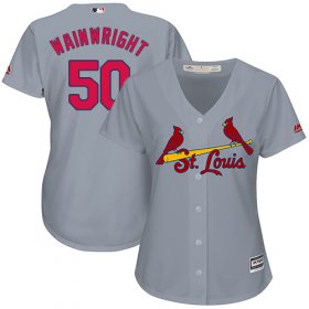 Wholesale Cheap Cardinals #50 Adam Wainwright Grey Road Women\'s Stitched MLB Jersey