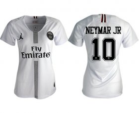 Wholesale Cheap Women\'s Jordan Paris Saint-Germain #10 Neymar Jr Away Soccer Club Jersey