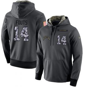 Wholesale Cheap NFL Men\'s Nike Los Angeles Chargers #14 Dan Fouts Stitched Black Anthracite Salute to Service Player Performance Hoodie