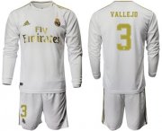 Wholesale Cheap Real Madrid #3 Vallejo White Home Long Sleeves Soccer Club Jersey