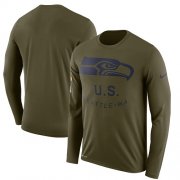 Wholesale Cheap Men's Seattle Seahawks Nike Olive Salute to Service Sideline Legend Performance Long Sleeve T-Shirt