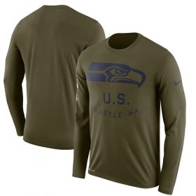 Wholesale Cheap Men\'s Seattle Seahawks Nike Olive Salute to Service Sideline Legend Performance Long Sleeve T-Shirt