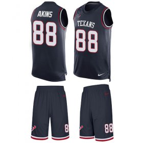 Wholesale Cheap Nike Texans #88 Jordan Akins Navy Blue Team Color Men\'s Stitched NFL Limited Tank Top Suit Jersey