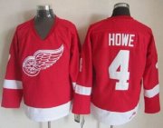 Wholesale Cheap Red Wings #4 Gordie Howe Red CCM Throwback Stitched NHL Jersey