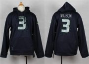 Wholesale Cheap Nike Seahawks #3 Russell Wilson Steel Blue Youth Player NFL Hoodie