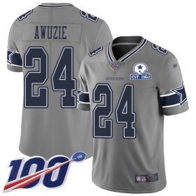 Wholesale Cheap Nike Cowboys #24 Chidobe Awuzie Gray Men\'s Stitched With Established In 1960 Patch NFL Limited Inverted Legend 100th Season Jersey