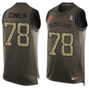 Wholesale Cheap Nike Browns #78 Jack Conklin Green Men's Stitched NFL Limited Salute To Service Tank Top Jersey