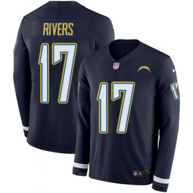Wholesale Cheap Nike Chargers #17 Philip Rivers Navy Blue Team Color Men\'s Stitched NFL Limited Therma Long Sleeve Jersey