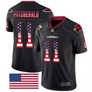 Wholesale Cheap Nike Cardinals #11 Larry Fitzgerald Black Men's Stitched NFL Limited Rush USA Flag Jersey