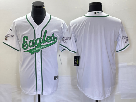 Wholesale Cheap Men\'s Philadelphia Eagles Blank White Cool Base Stitched Baseball Jersey