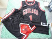 Wholesale Cheap Chicago Bulls 1 Derek Rose black color Swingman Basketball Suit