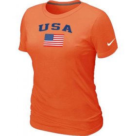 Wholesale Cheap Women\'s USA Olympics USA Flag Collection Locker Room T-Shirt Orange