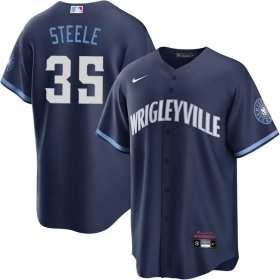 Cheap Men\'s Chicago Cubs #35 Justin Steele Nike Navy City Connect Jersey
