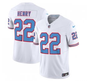 Wholesale Cheap Men\'s Tennessee Titans #22 Derrick Henry White 2023 F.U.S.E. Vapor Limited Throwback Football Stitched Jersey