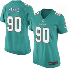 Wholesale Cheap Nike Dolphins #90 Charles Harris Aqua Green Team Color Women\'s Stitched NFL Elite Jersey